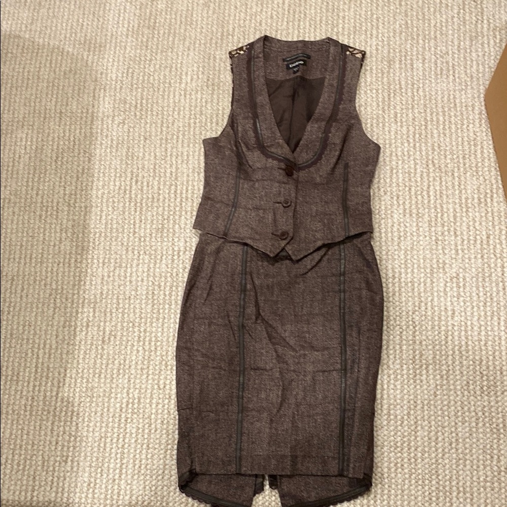 Elegant Brown Women's Skirt Set